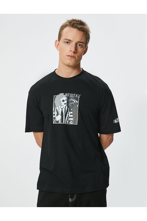 Beetlejuice Tişört Lisanslı Oversize Kısa Kol Bisiklet Yaka - 3