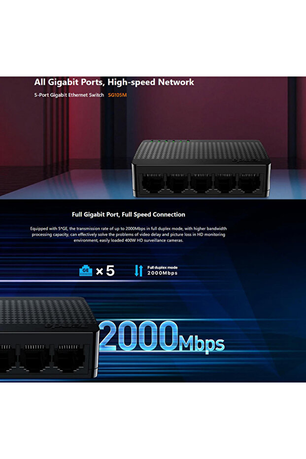 SG105M All Gigabit Ports High-speed Network 5-Port Ethernet Switch 1000Mbps Fast Lan Hub Fu... - 4