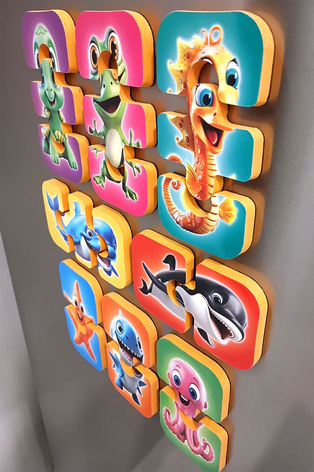 Deniz Hayvanları Mıknatıslı Yapboz 8 Adet 2-3 Parçalı Magnet Puzzle 2 Yaş - 5