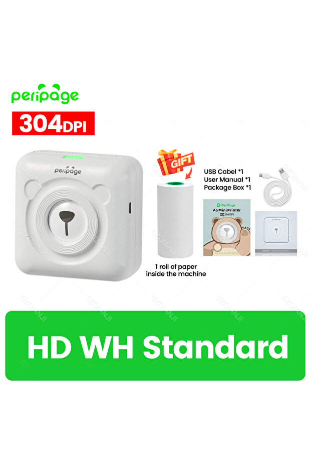 طابعة WH بدقة 304 نقطة في البوصة، 7 ألوان، ورق A6، طابعة صور صغيرة بدقة 304 نقطة في البوصة، آلة طباعة ملاحظات وملصقات.