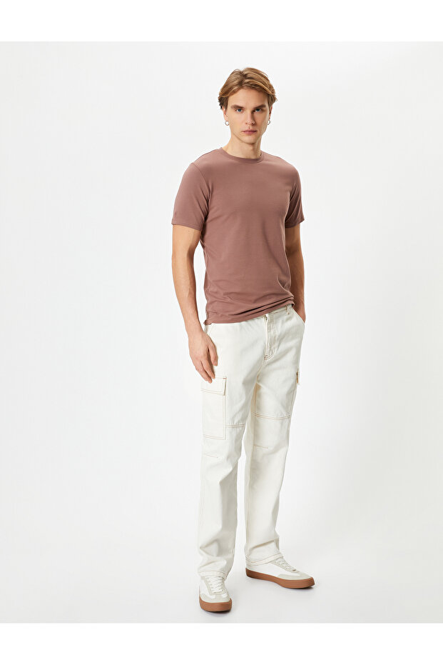 Short Sleeve T-Shirt Long Hip Length Stretchy Fabric Slim Fit Cotton