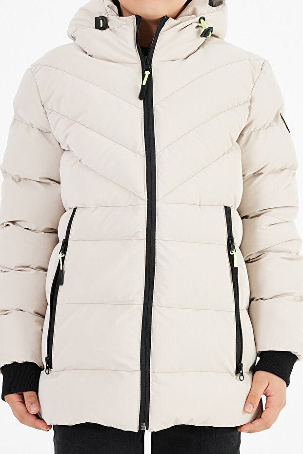 Boy's Fixed Hooded Windproof Inflatable Coat & Coat with Fur Inside