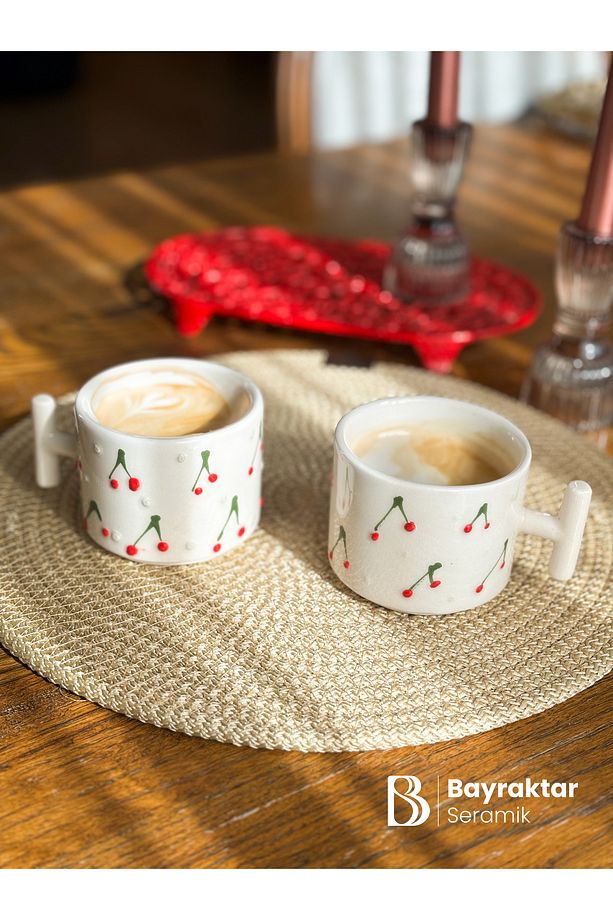 2'li Desenli Kahve Fincanı 175 ml - 1