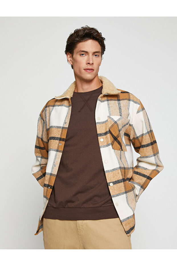 Plaid Lumberjack Shirt with Collar Detail and Snap Fasteners