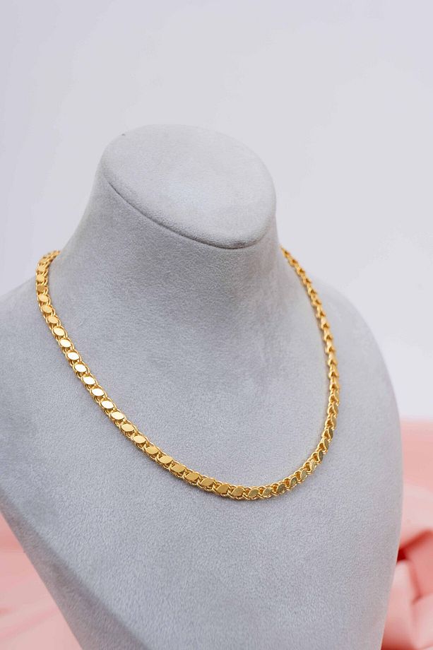 925 Ayar Gümüş Pullu Arpa Zincir Kolye Gold Kaplama Gerçek Altın Görünümlü Kalın Kadın Zincir - 6