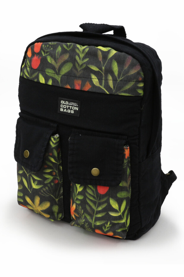 7224 Black Back School Travel 15.6 Inch Inch Laptop Daily Notebook Cotton Canvas Fabric Bag
