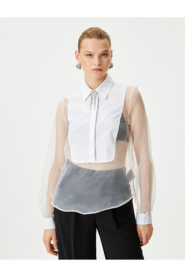 Buttoned Transparent Shirt with Robe - 3