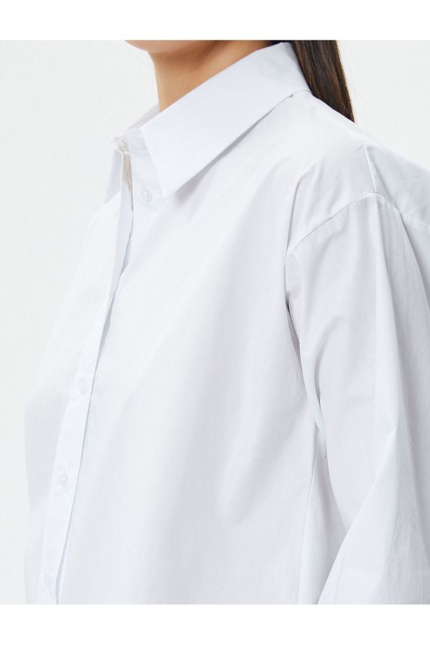 Basic Poplin Gömlek Uzun Kollu Düğmeli Pamuklu - 5