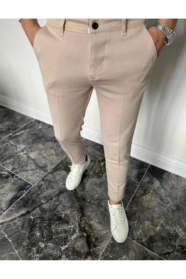 Plus Italy Style Model Lycra Fabric Slimfit Slim Fit Men's Trousers