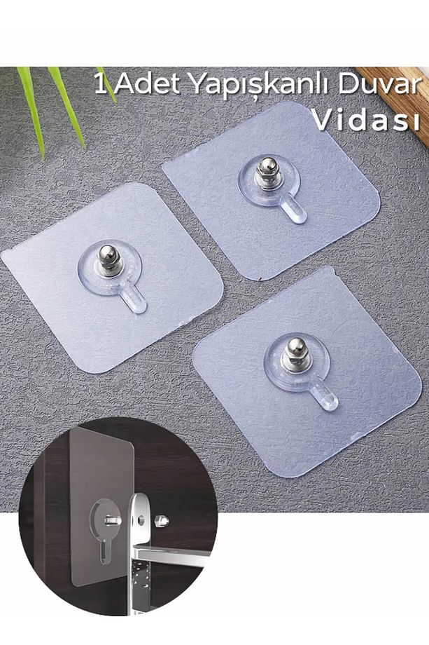 Faseb Matkap Delme Yok ! 1 Adet Güçlü Yapışkanlı Duvar Vidası - Elbise Çervece Askısı - 1