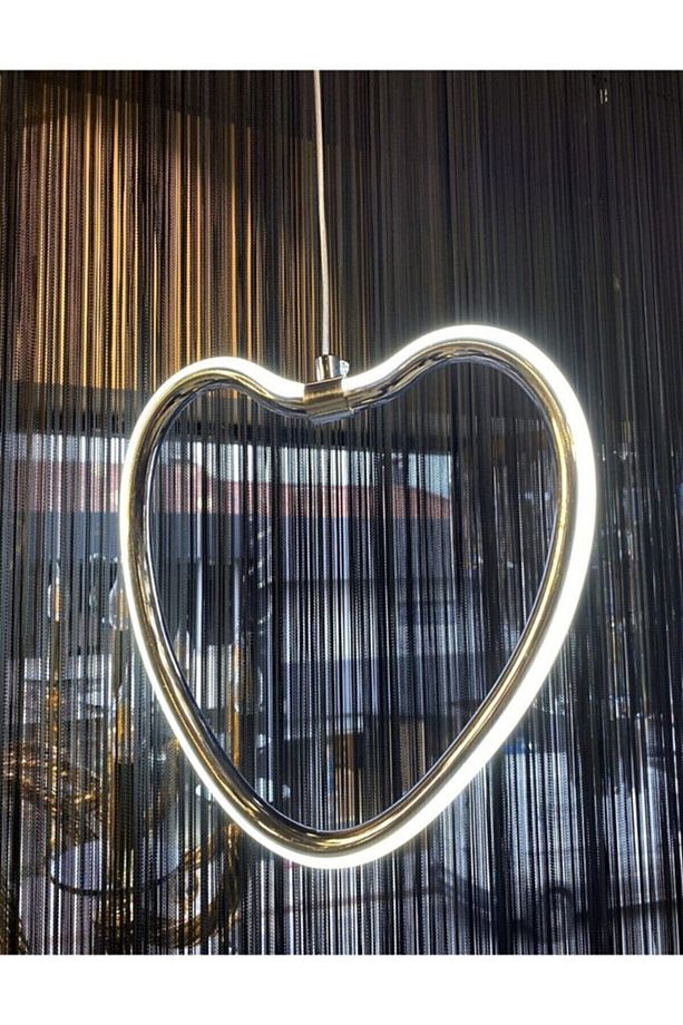 Modern Tasarım Heart Kalp Tekli Sarkıt Led Avize Krom Gün Işığı - 2