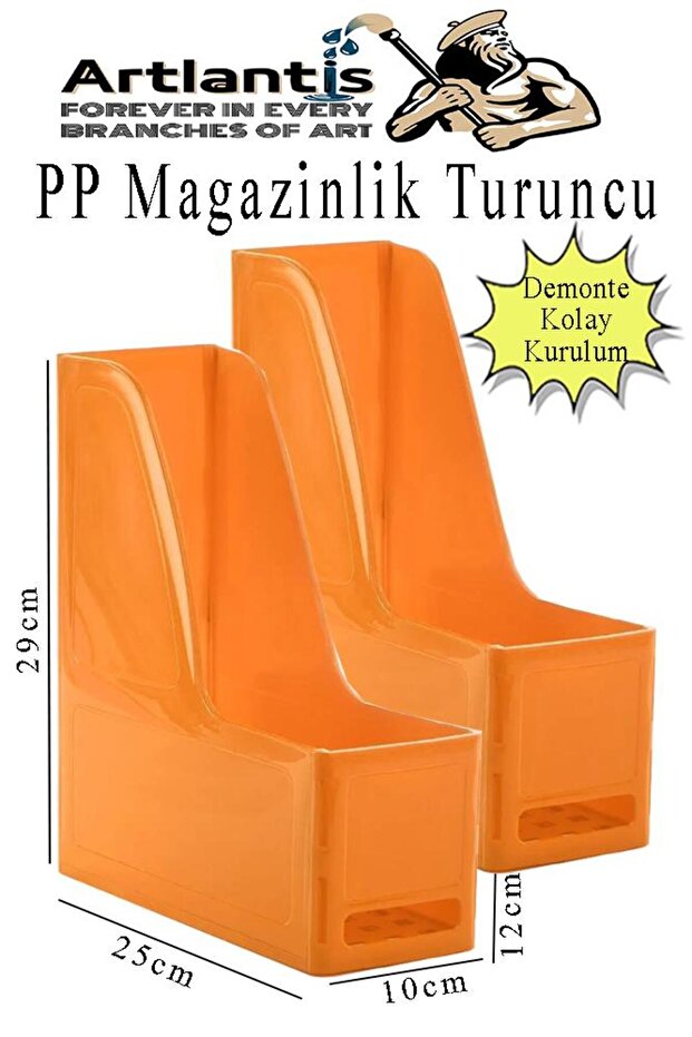 Orange Magazine Holder Disassembled Plastic 2 Pcs Plastic Box Folder Magazine Holder A4 File and Desk Organize