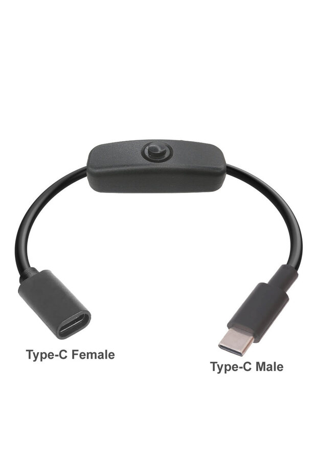 1.2M C-F to C-M Type C Extension Cable with On/Off Switch USB-C PD to Micro USB / DC 5521 Power Cord