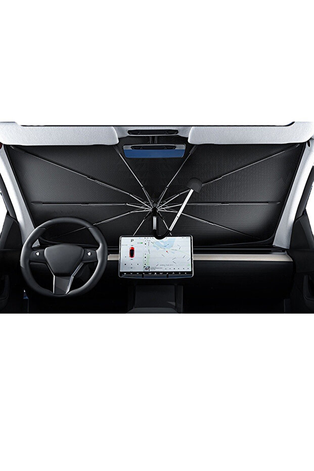 black Car Windshield Sunshades Cover Foldable Sun Shade Umbrella Sunblind For Tesla Model 3/Y/X/S Fr
