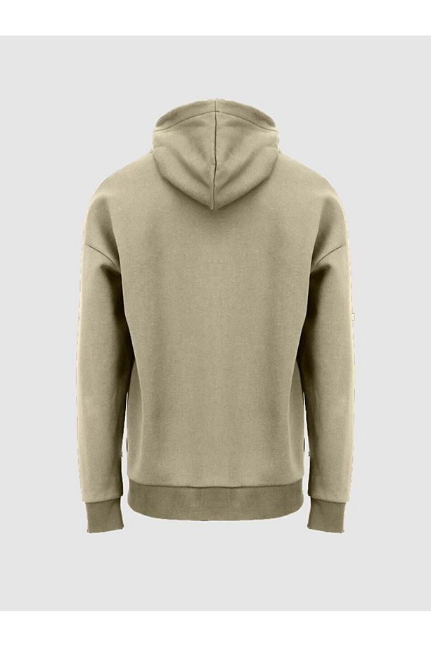 Sloganlı Kapüşonlu Regular Bej Sweatshırt - 2