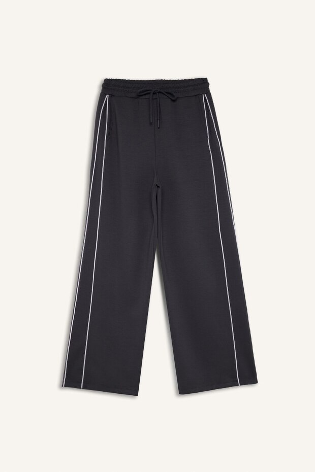 Straight Fit Elastic Waistband Sweatpants Long Length Lace-Up Pockets Straight Leg Modal Fabric D6668Ax24Wn