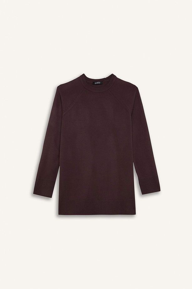 DFM - Regular Fit Bisiklet Yaka Basic Düz Triko Kazak Tunik - 1