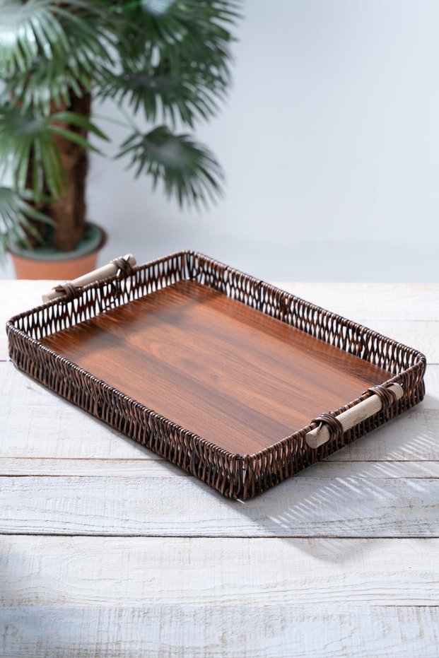 Wicker Rectangular Presentation Tray - 39 cm