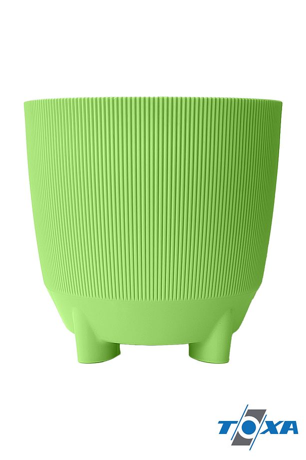 5 Litre Yeşil Luna Saksı Çizgili Dekoratif Ayaklı Tabaksız Mat Plastik Saksı - 4