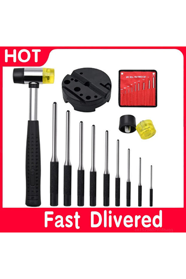 13pcs Roll Pin Punch Set With Storage Pouch Smithing Punch Removing Repair Tools With Bench Block Pi