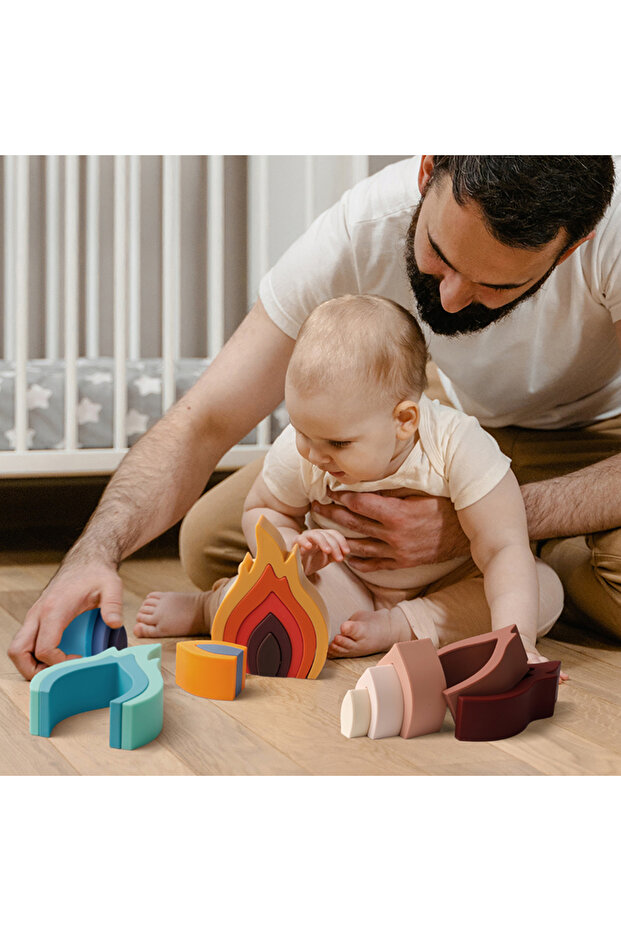 1Set Soft Building Blocks Silicone Stacking Blocks Baby Toy Round Shape Silicone Construction Toy... - 3