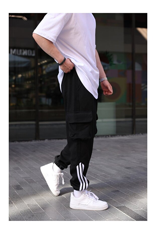 Kargo Cepli Siyah Eşofman - 1