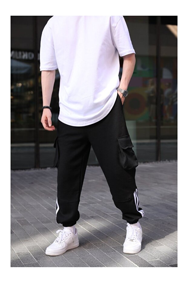 Kargo Cepli Siyah Eşofman - 2