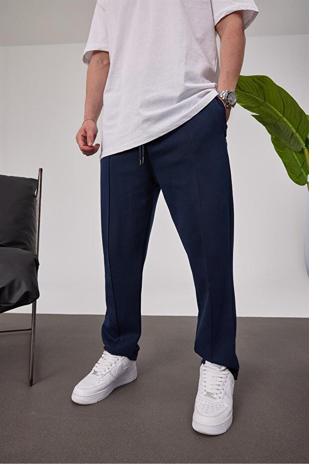 بنطلون أزرق داكن منقوش من تشيما - 3