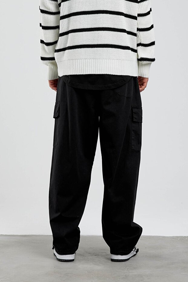 بنطلون كارجو برباط Yp أسود - 6