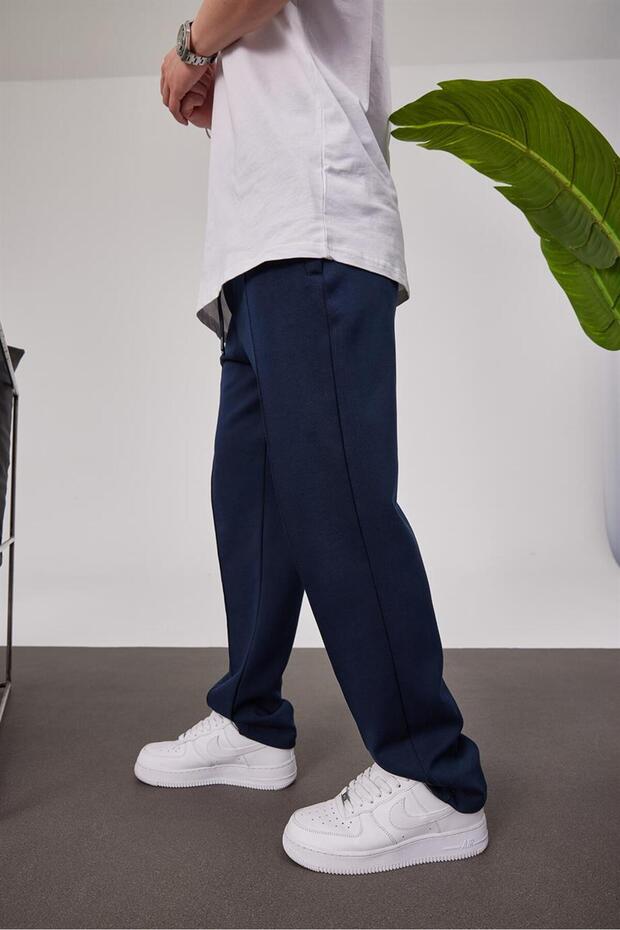 بنطلون أزرق داكن منقوش من تشيما - 4