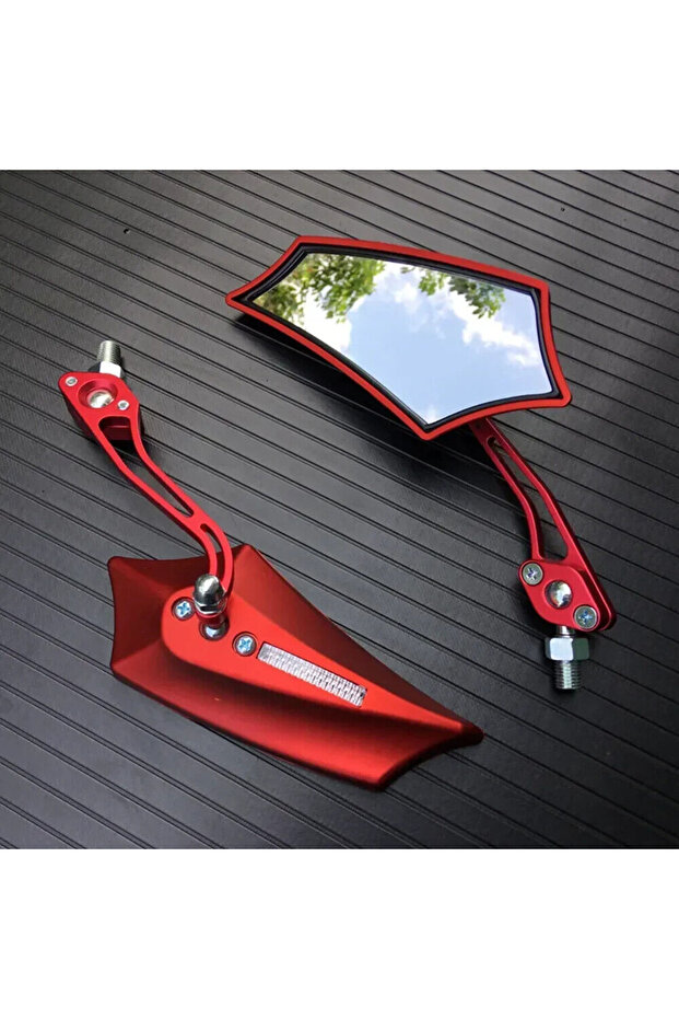 Red 2pcs Universal 8mm 10mm Motorcycle Rearview Mirrors MTB Road Bicycle Side Mirror