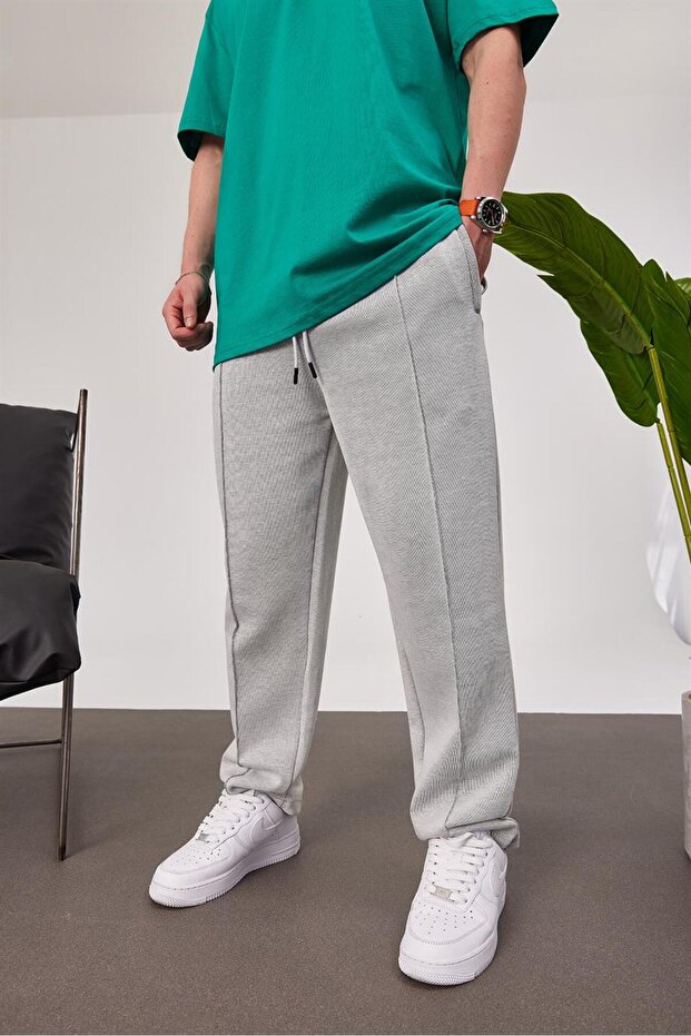 بنطلون رمادي منقوش من تشيما - 1