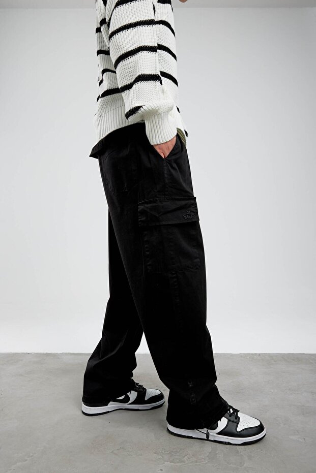 بنطلون كارجو برباط Yp أسود - 1