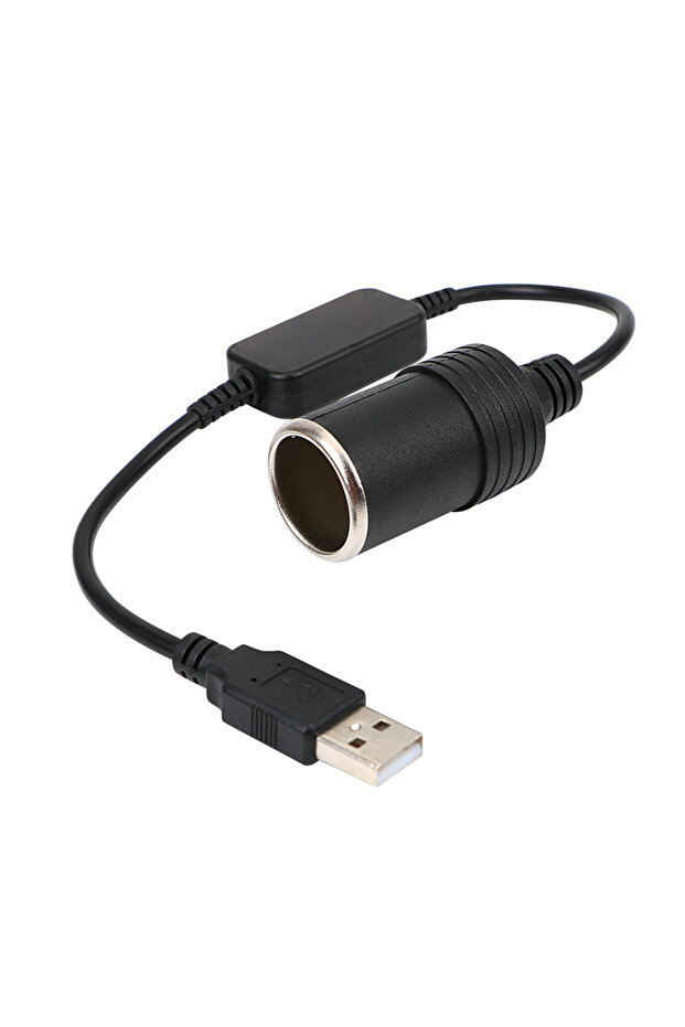 black Charger Cable Socket Car Cigarette Lighter Socket Converter Adapter Wired Controller USB 5V To