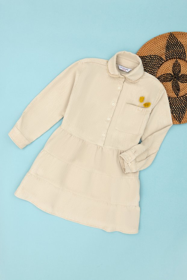 Girl's Sand Long Sleeve Woven Dress 50271199 -Vr085