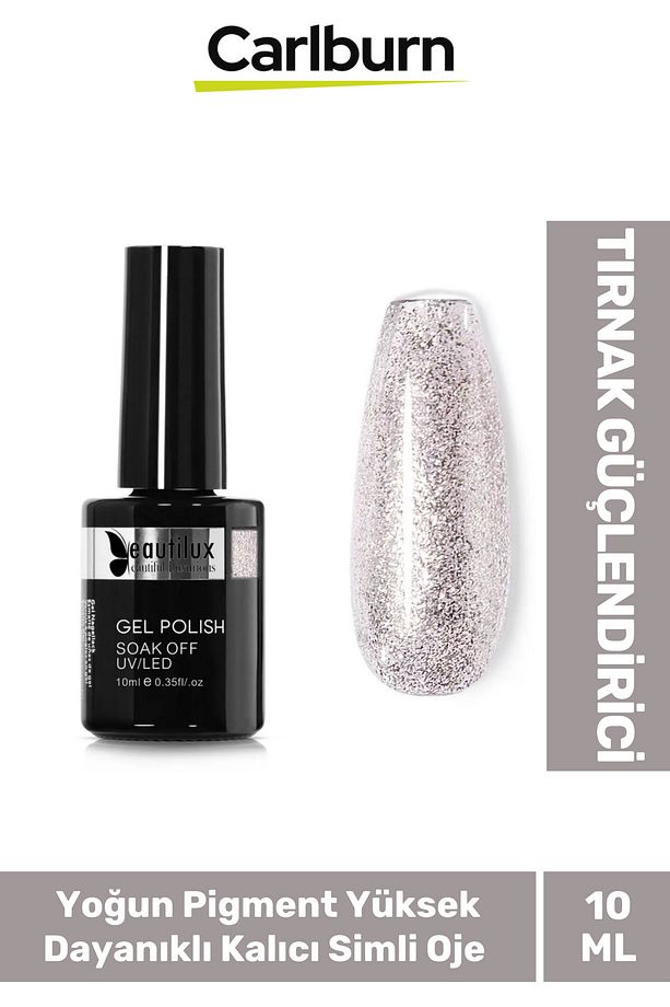 Hızlı Kuruyan Uzun Süre Dayanıklı Yüksek Pigment 3 Aşamalı Kalıcı Simli Tırnak Ojesi 10 Ml - 1