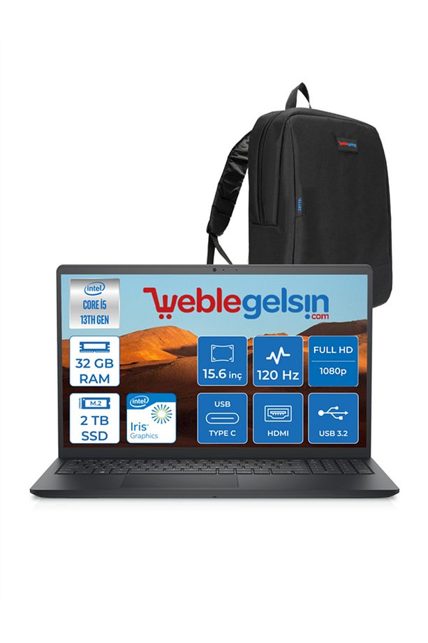 Inspiron 3530 I5-1334U 32GB 2tb SSD 15.6" 120Hz Fhd Ubuntu I35303407U06 + Zetta Çanta - 1