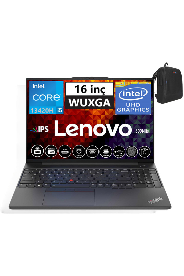 Thinkpad E16 Gen1 I5-13420H 8gb 256GB SSD 16" Fhd+ IPS Fredos TP21JN00JUTX01+ZETTAÇANTA - 1