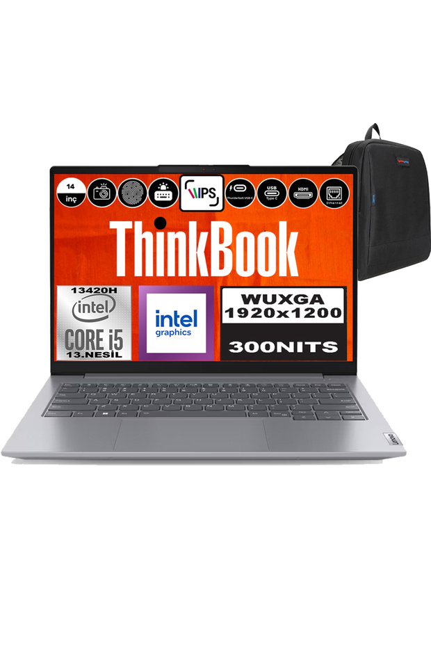 Thinkbook 14 G6 Irl I5 13420H 64GB 2tb SSD 14" Wuxga 300NITS IPS FDOS 21KG00UCTRF23 + Zetta Çanta - 1