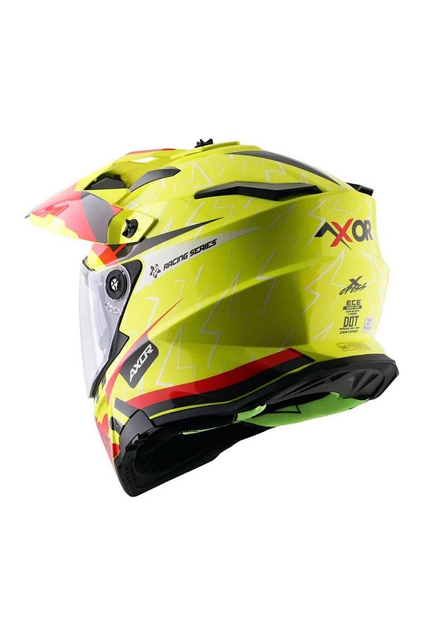 X-cross Flash Dual Visor Neon Yellow Red Kask - 5