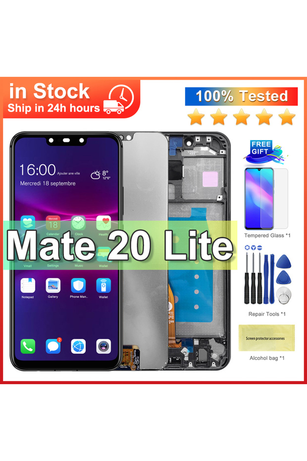 شاشة LCD سوداء بدون إطار بجودة AAA لهاتف Mate 20 Lite مع مجموعة شاشة تعمل باللمس مع إطار بديل