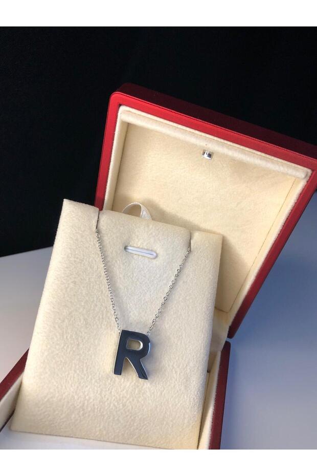 Letter R Three-Dimensional White Steel Women's Necklace in Light Box • for Lover • for Wife • for Mother • for Friend Necklace