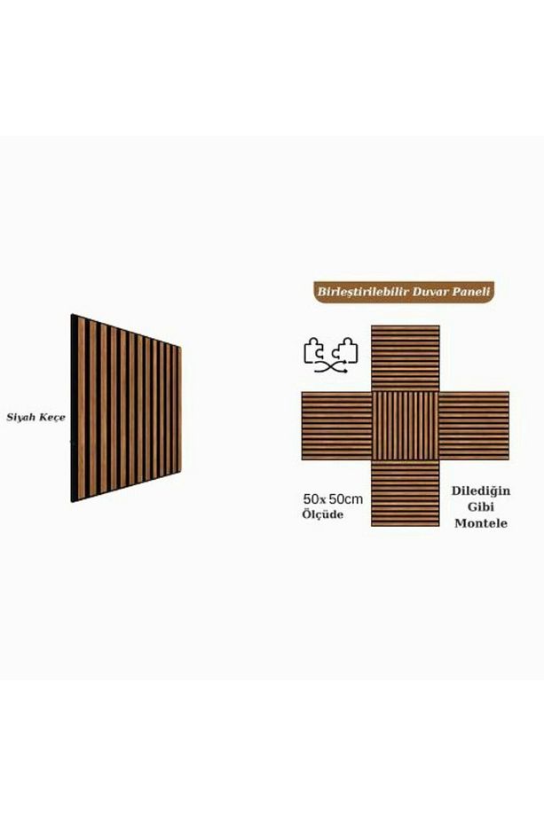 Mdf Ahşap Akustik Duvar Ve Tavan Kaplama Paneli 50 X 50 Cm Teak - 5