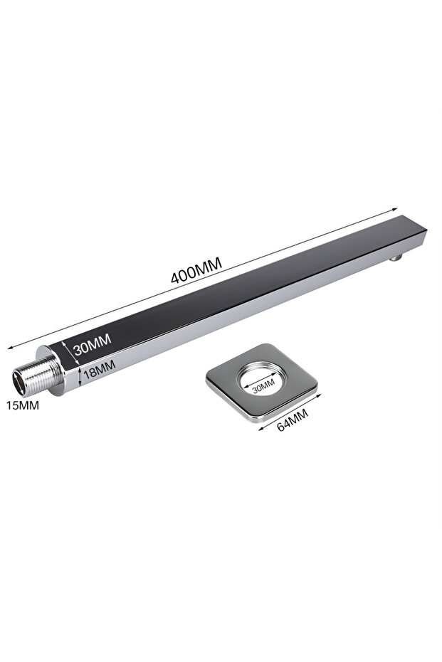 40cm sliver 40cm Shower Extension Arm 304 Stainless Steel Wall Mounted Silver Polished Extra Arm Bat