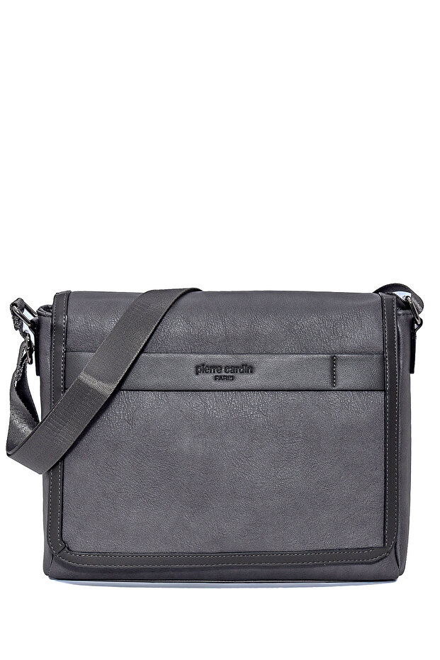Gray Adjustable Strap Zipper Closure Men's Messenger Bag - Portfolio Bag 01Pc00112