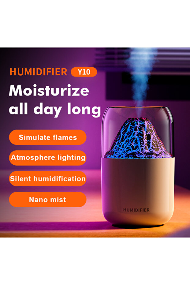 Mini Humidifier Crack Volcano Humidifier Spray Machine Usb Small Silent Desktop Colorful Atmosphe... - 5