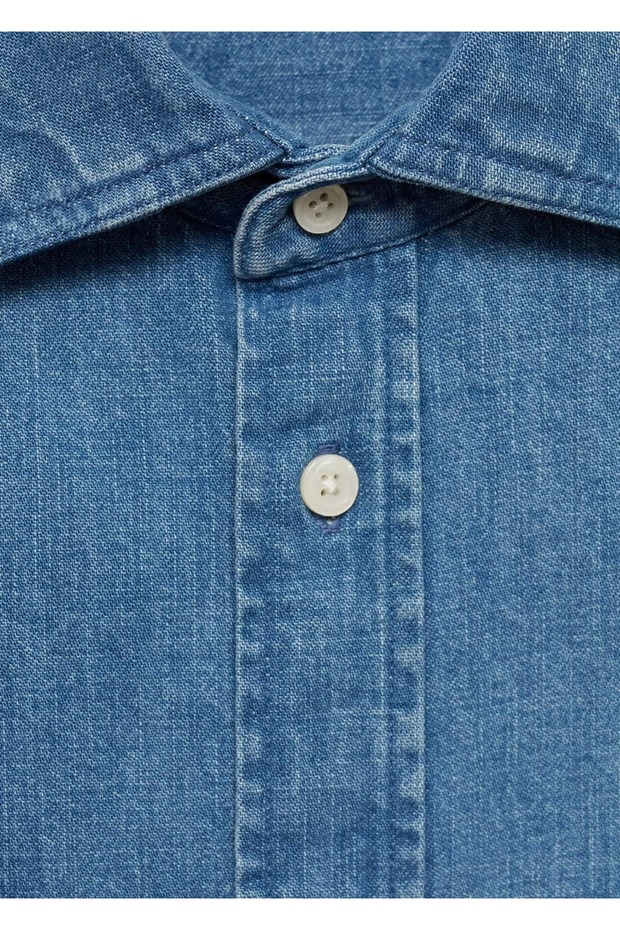 Normal Kesim Denim Gömlek - 6