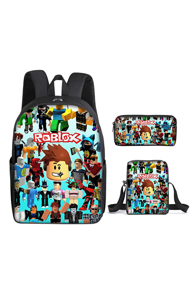 Three-piece Set of 3D Printing Roblox School Bag Game Surrounding Primary and Secondary School St... - 8