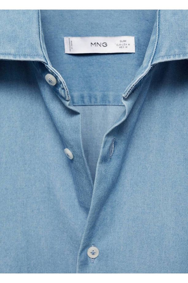 %100 Pamuklu Chambray Gömlek - 6