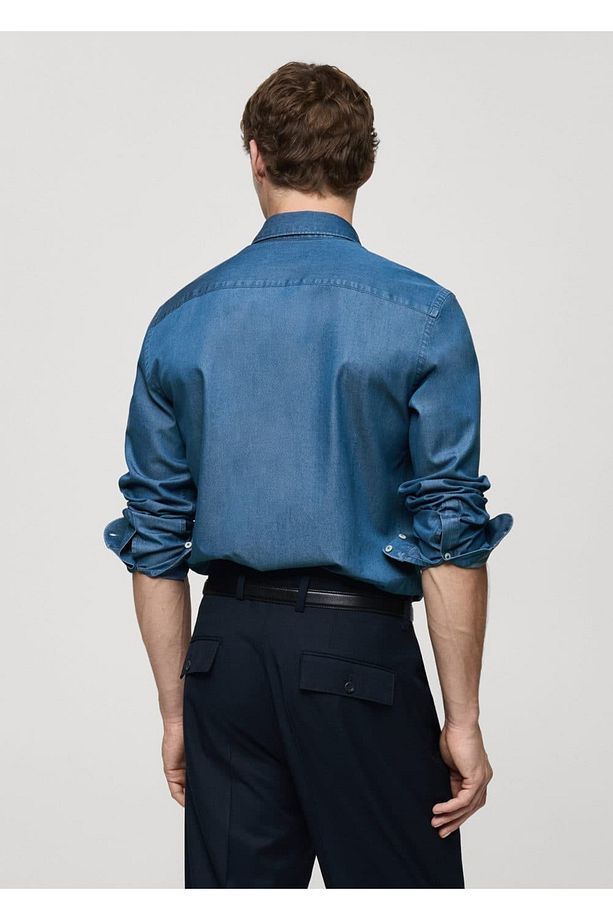 %100 Pamuklu Chambray Gömlek - 4